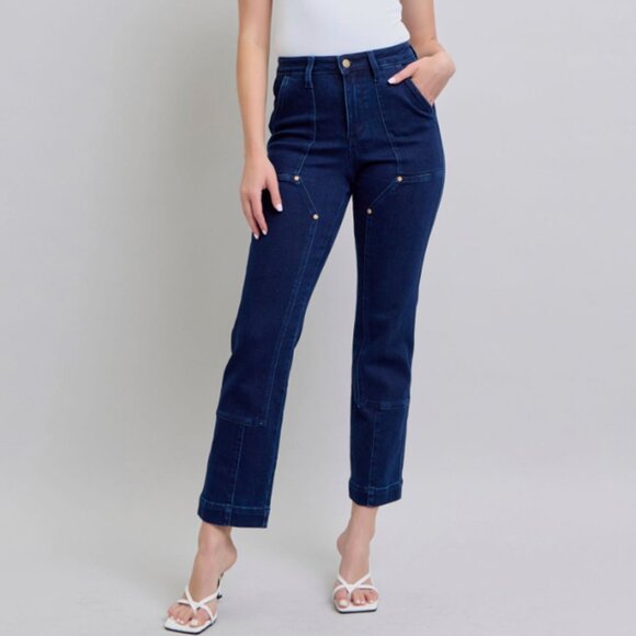 Judy Blue Work Wear Knee Patch Straight Leg - Picture 1 of 5
